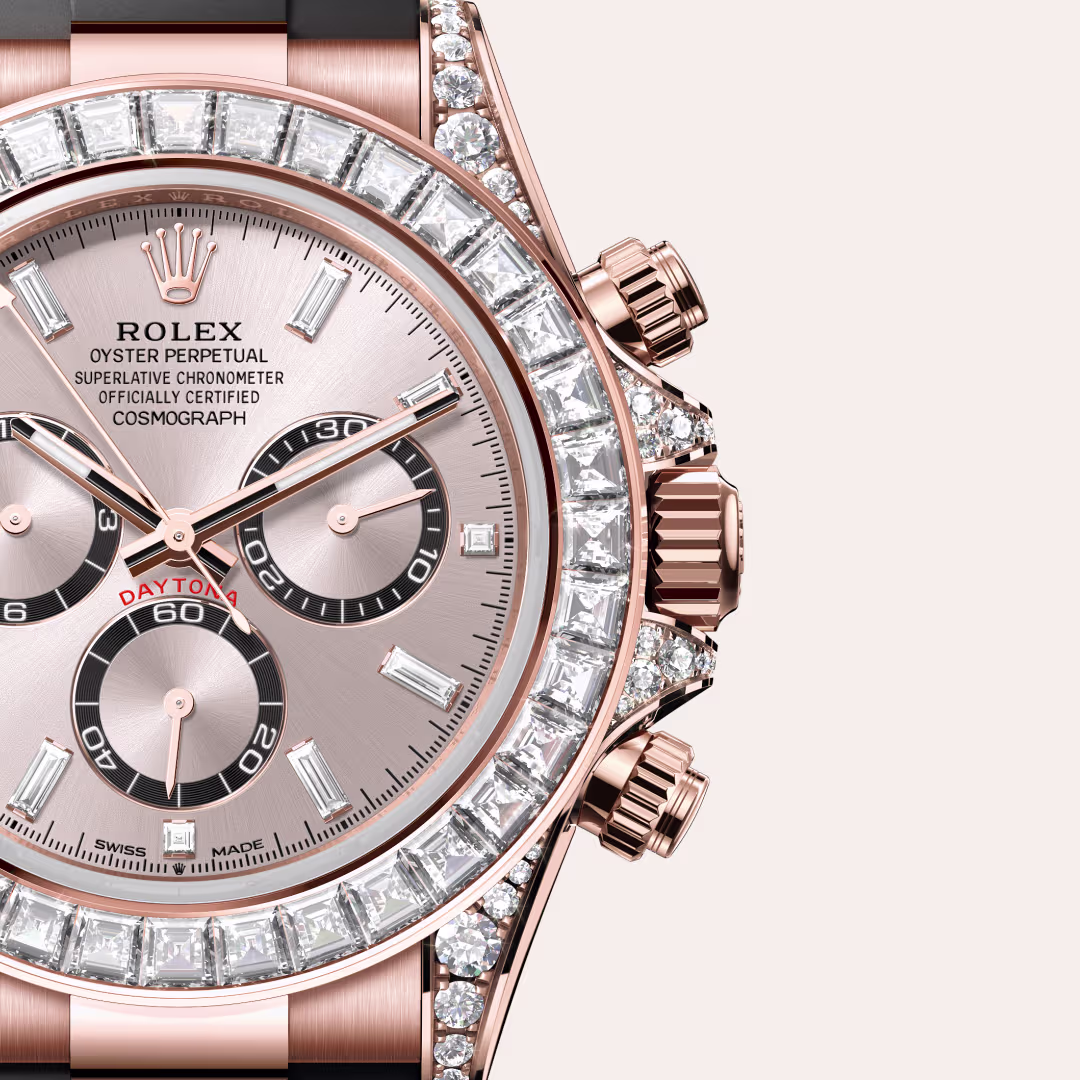 Rolex Cosmograph Daytona 18 ct Everose gold with lugs set with diamonds M126535TBR-0002 - Rolex Boutique Sentosa